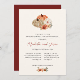 Convite Autumn Pumpkins Flowers Elegante REHEARSAL