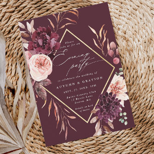 Convite Autumn Romance Burgundy - Partido da Noite