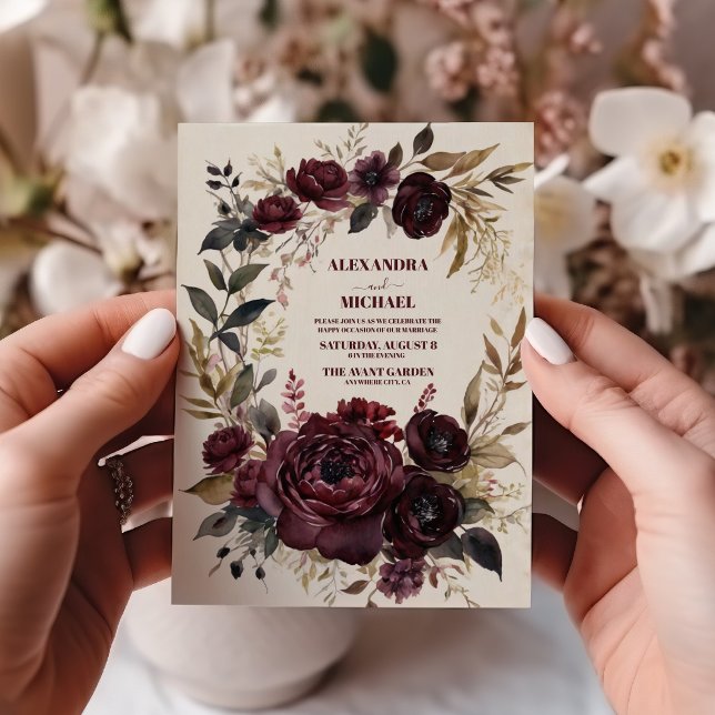 Convite Autumn Romance Burgundy Wedding (Criador carregado)
