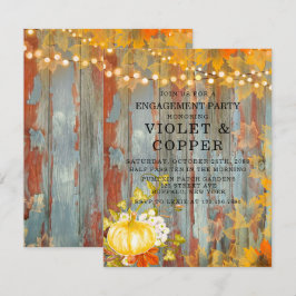 Convite Autumn Rust Lights Pumpkin Peony Festa de noivado