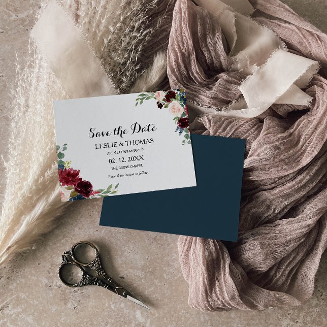 Convite Autumn Rustic Burgundy Casamento Salve a Data (Criador carregado)