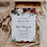 Convite Autumn Rustic Calliografia Bat Mitzvah<br><div class="desc">Este convite do morcego da caligrafia do outono é perfeito para um simples morcego mitzvah. A design apresenta flores brilhantes,  vermelhas,  marinhos,  azuis e esbranquiçadas radiantes e graciosas pintadas à mão,  inspiradoras beleza natural.</div>