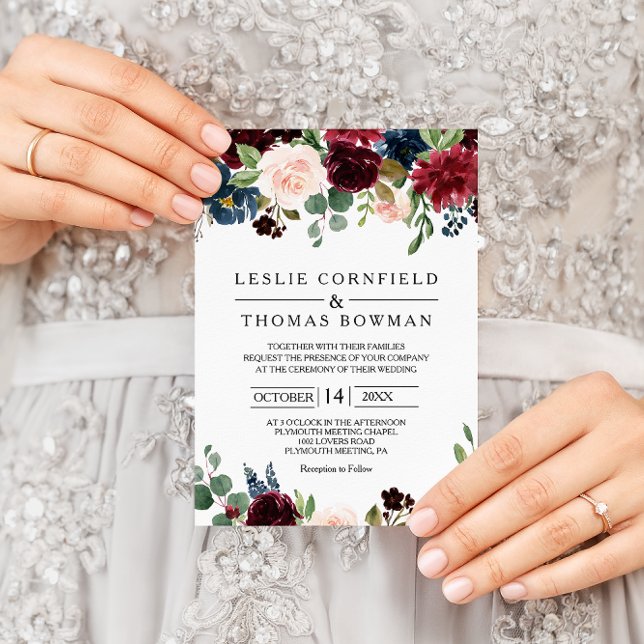 Convite Autumn Rustic Dazzling Burgundy (Criador carregado)