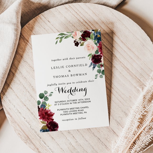 Convite Autumn Rustic Dazzling Burgundy (Criador carregado)