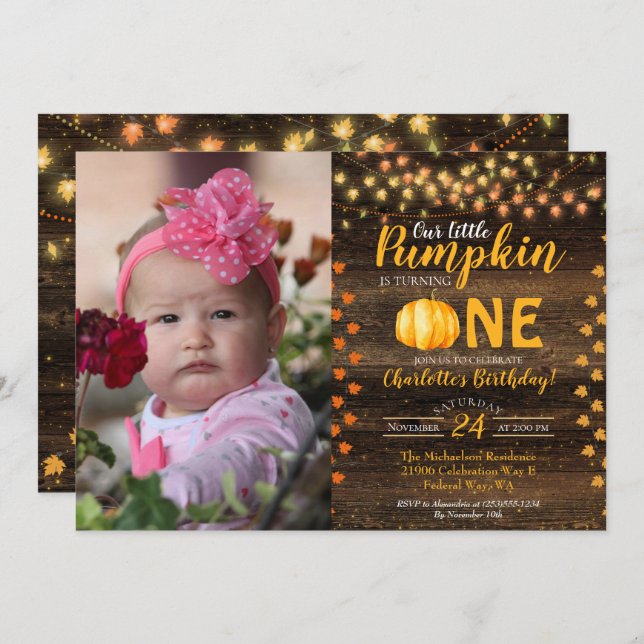 Convite Autumn Rustic Fall Country Foto Aniversário (Frente/Verso)