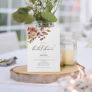 Convite Autumn Rustic Floral, Chá de panela