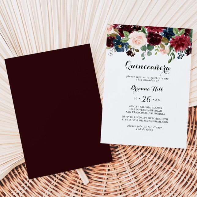 Convite Autumn Rustic Modern Calligraphy Quinceañera (Criador carregado)