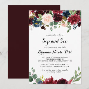 Convite Autumn Rustic Modern Calligraphy Sip and See