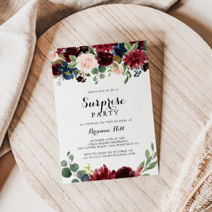 Convite Autumn Rustic Modern Calligraphy Surprise Party