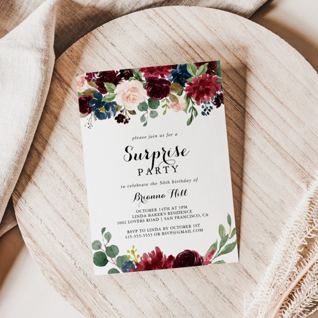 Convite Autumn Rustic Modern Calliographic Surprise Party (Criador carregado)