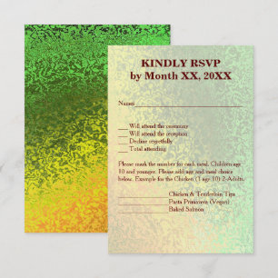Convite Autumn Shades Green Yellow Wedt Menu RSVP