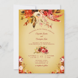 Convite Autumn Splendor Floral Ouro Lavado Casamento