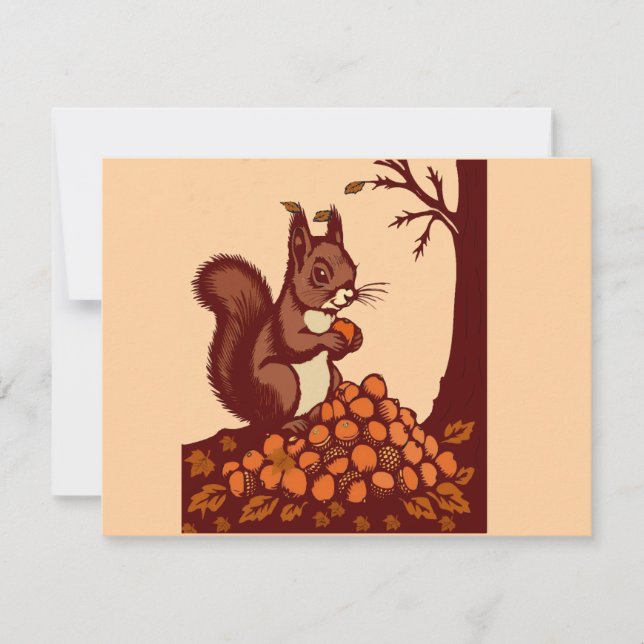 Convite 🐿️ Autumn Squirrel Invitation Card (Frente)