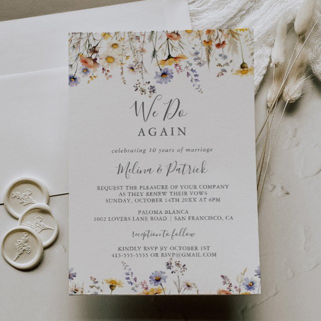 Convite Autumn Sunshine Wildflower Nós Votamos Renovação (Criador carregado)