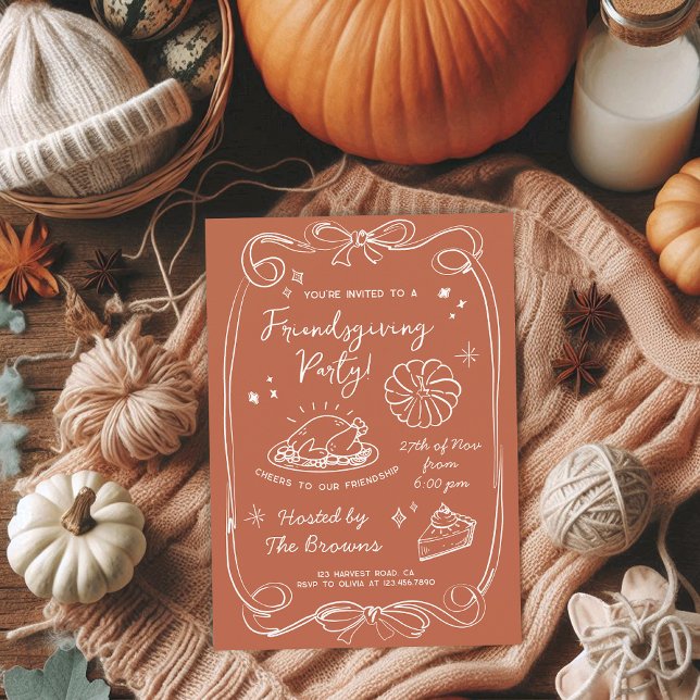 Convite Autumn Terracotta Friendsgiving Dinner Party (Criador carregado)