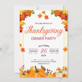Convite Autumn Thanksgiving Dinner Party Art