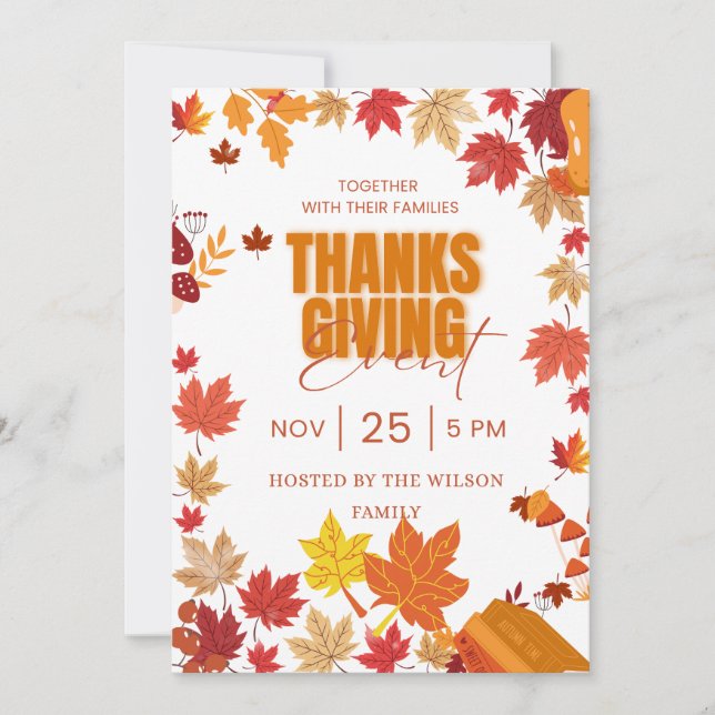 Convite Autumn Thanksgiving Event Invitation (Frente)