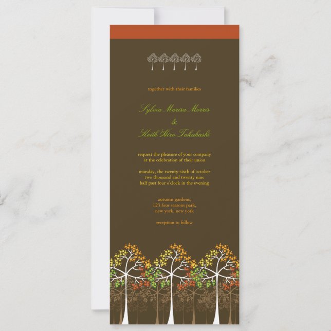 Convite Autumn Trees Nature Modern Casamento outono Invite (Frente)