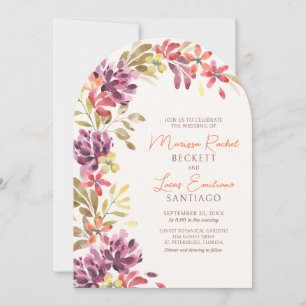 Convite Autumn Tropical Floral Abstrato Wedding