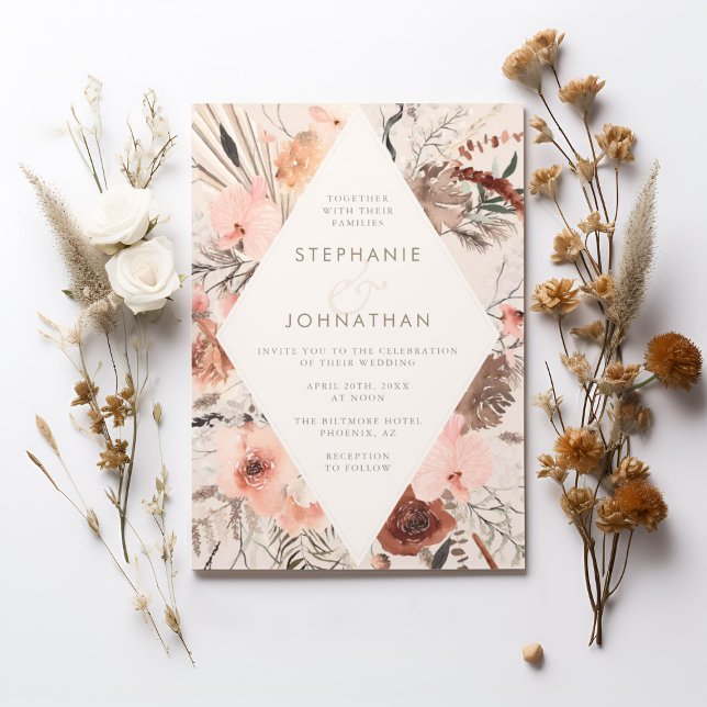 Convite Autumn Watercolor Boho Floral Wedding (Autumn Watercolor Boho Floral Wedding Invitation)
