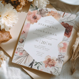 Convite Autumn Watercolor Boho Floral Wedding