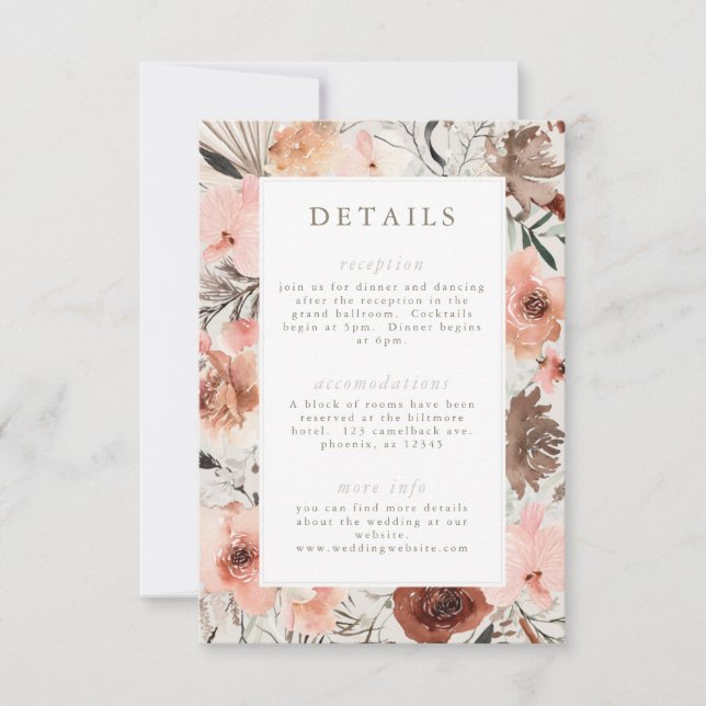 Convite Autumn Watercolor Boho Floral Wedinfo (Frente)