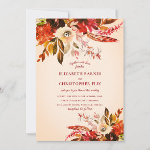 Convite Autumn Watercolor Floral Ivory Blush