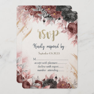 Convite Autumn Watercolor Flowers Weding RSVP