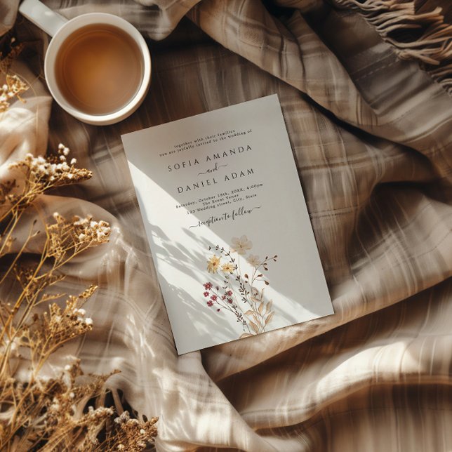 Convite Autumn Watercolor Selvagens Com Casamento Fotográf (Criador carregado)