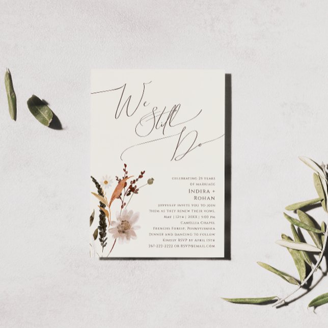 Convite Autumn Wildflower Beige Nós Ainda Fazemos Renovaçã (Criador carregado)
