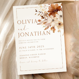 Convite Autumn Wildflower Fall Floral Wedding Boho