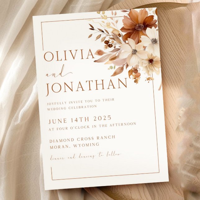 Convite Autumn Wildflower Fall Floral Wedding Boho (Criador carregado)