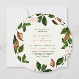Convite Autumn Wreath com Bonito Blossomas Rosa