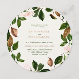 Convite Autumn Wreath com Bonito Blossomas Rosa