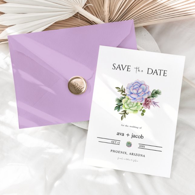 Convite AVA Cactus Floral Succulent Desert Save the Date (Criador carregado)