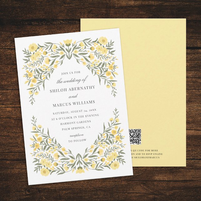 Convite Avalon Butter Yellow Floral Code Casamento (Criador carregado)