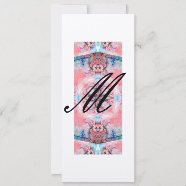 Convite AVALON monograma 2, placa metálica púrpura rosa (Frente)