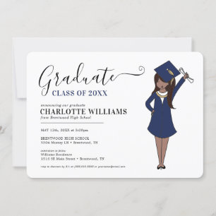 Convite Avatar de Rapariga Personalizável   Graduação do S
