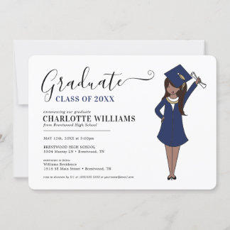 Convite Avatar de Rapariga Personalizável | Graduação do S