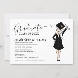 Convite Avatar de Rapariga Personalizável | Graduação do S