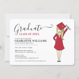 Convite Avatar de Rapariga Personalizável | Graduação do S