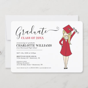 Convite Avatar de Rapariga Personalizável   Graduação do S