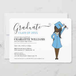 Convite Avatar de Rapariga Personalizável | Graduação do S