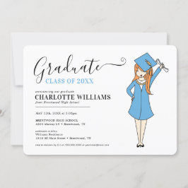 Convite Avatar de Rapariga Personalizável | Graduação do S