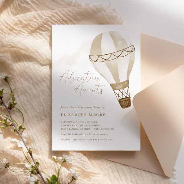 Convite Aventura Aguarda Balão Neutro | CHÁ DE FRALDAS (Criador carregado)