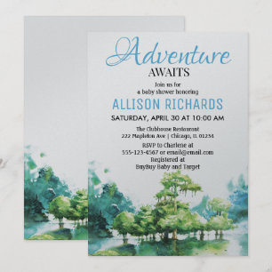 Convite Aventura aguarda chá de fraldas de água da flore