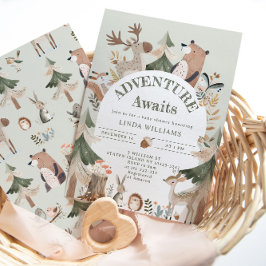 Convite Aventura aguarda Chá de fraldas de Arch de Animais