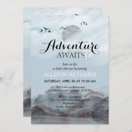 Convite Aventura aguarda chá de fraldas rústico da florest