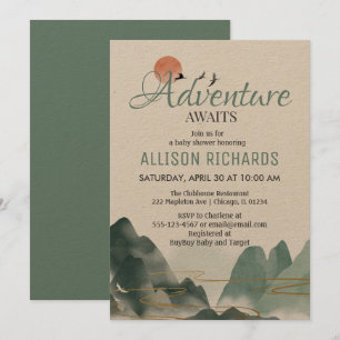 Convite Aventura aguarda chá de fraldas viagem da coreia 