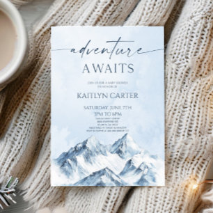 Convite Aventura Aguarda Chuvosa Montanha de Inverno Baby